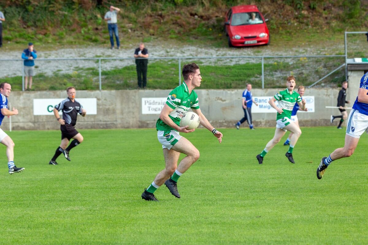 Macroom's Mark Corrigan on the move against Bantry Blues in 2018. Picture: John Delea