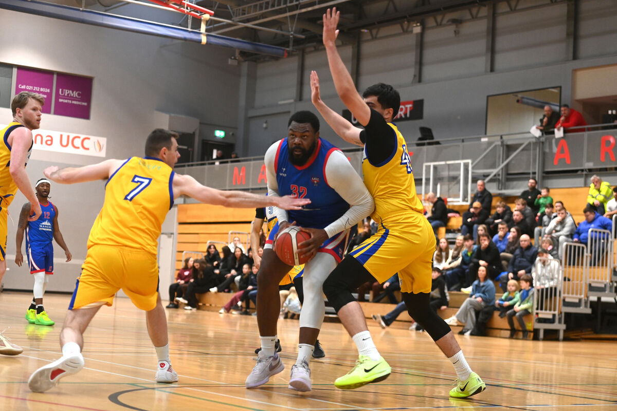  Elijah Tillman, UCC Demons, battles against St Vincent's. Picture: Larry Cummins