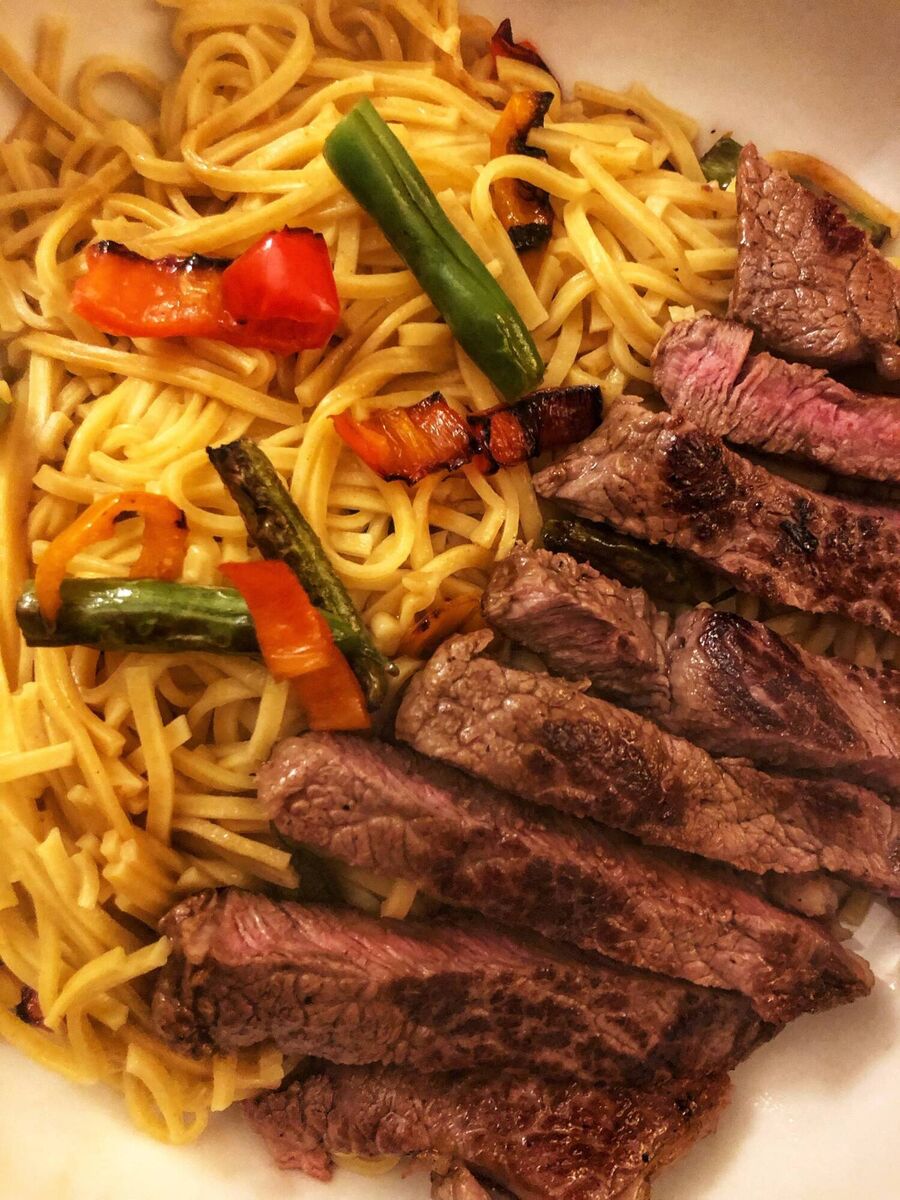 The steak an also be substituted with chicken or fish. The steak an also be substituted with chicken or fish.