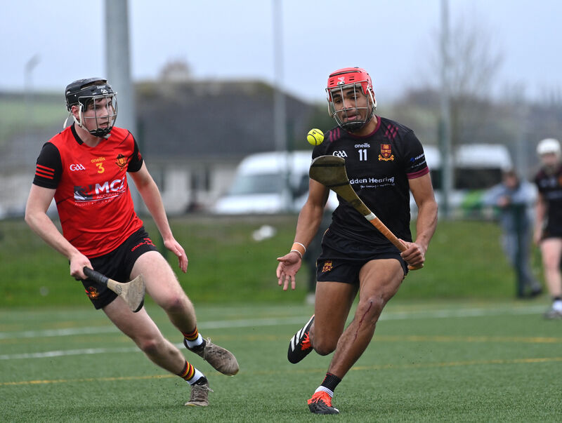  Denis Riordan of Christian Brothers College looking to tackle Conor Tobin of De La Salle College. Picture: Dan Linehan