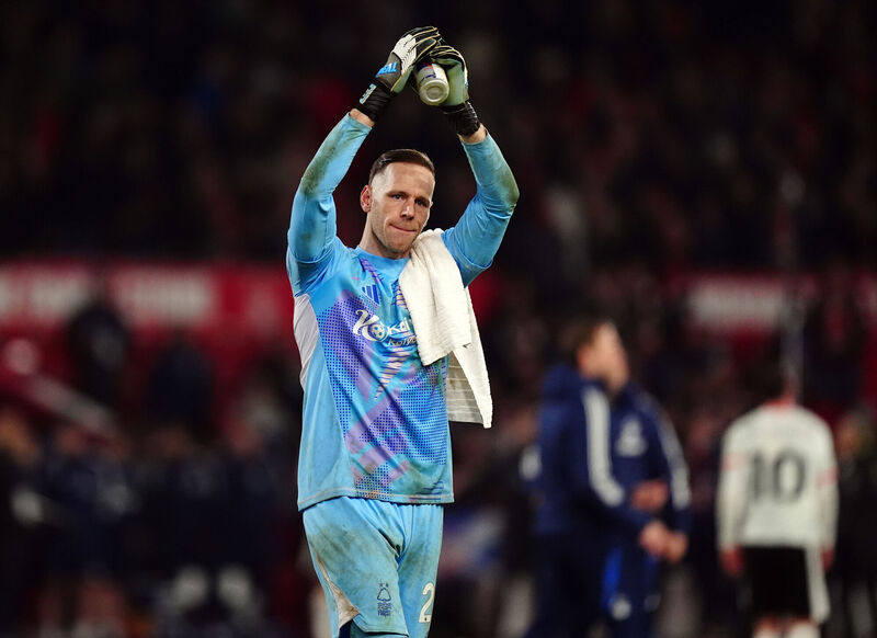 Nottingham Forest goalkeeper Matz Sels applauds the fans following the Premier League match at The City Ground, Nottingham on Tuesday. Picture: Mike Egerton/PA Wire