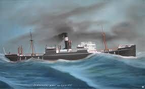 A painting of the Cardiff Hall ship in a gale in 1922, three years before she was sunk in Cork