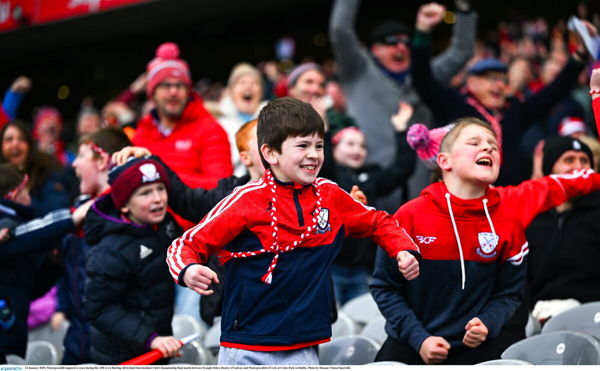 Watergrasshill supporters show their joy at Croke Park. Picture: Shauna Clinton/Sportsfile