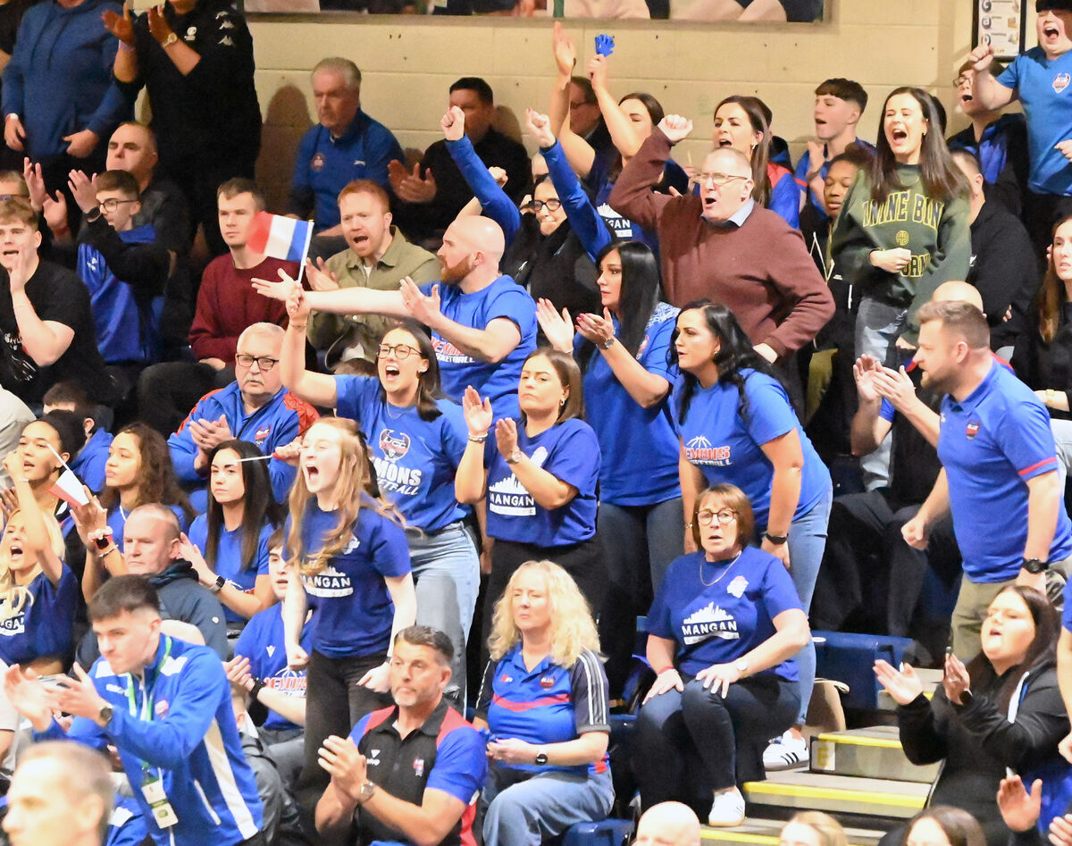UCC Demons supporters against Killester during the Pat Duffy national cup final at the National Basketball Arena, Tallaght. Picture: Eddie O'Hare