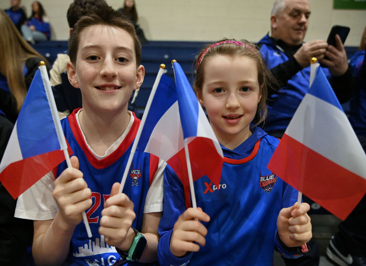 UCC Demons supporters Mel and Lena O'Boyle against Killester cup final at the National Basketball Arena, Tallaght. Picture: Eddie O'Hare UCC Demons supporters Mel and Lena O'Boyle against Killester cup final at the National Basketball Arena, Tallaght. Picture: Eddie O'Hare