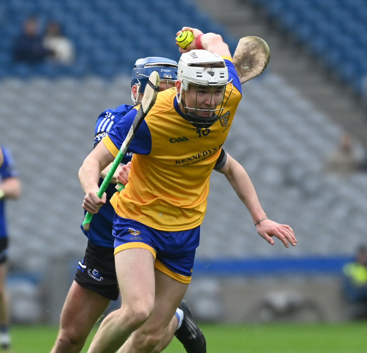 Na Fianna's Jack Meagher breaks from Sarsfields' Cathal McCarthy. Picture: Eddie O'Hare Na Fianna's Jack Meagher breaks from Sarsfields' Cathal McCarthy. Picture: Eddie O'Hare
