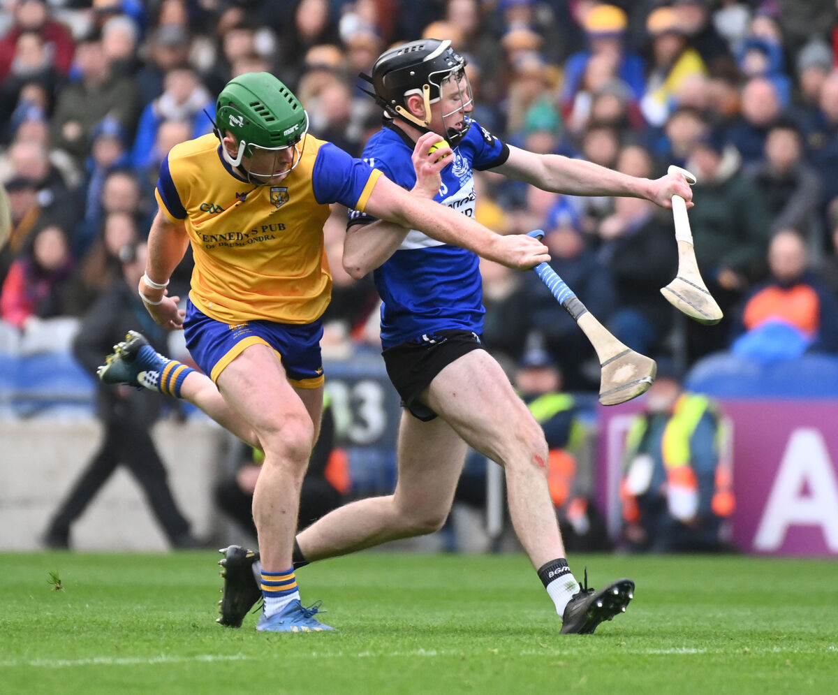 Sarsfields' Jack O'Connor is tackled by Na Fianna's Conor McHugh during Sunday's final at Croke Park. Picture: Eddie O'Hare