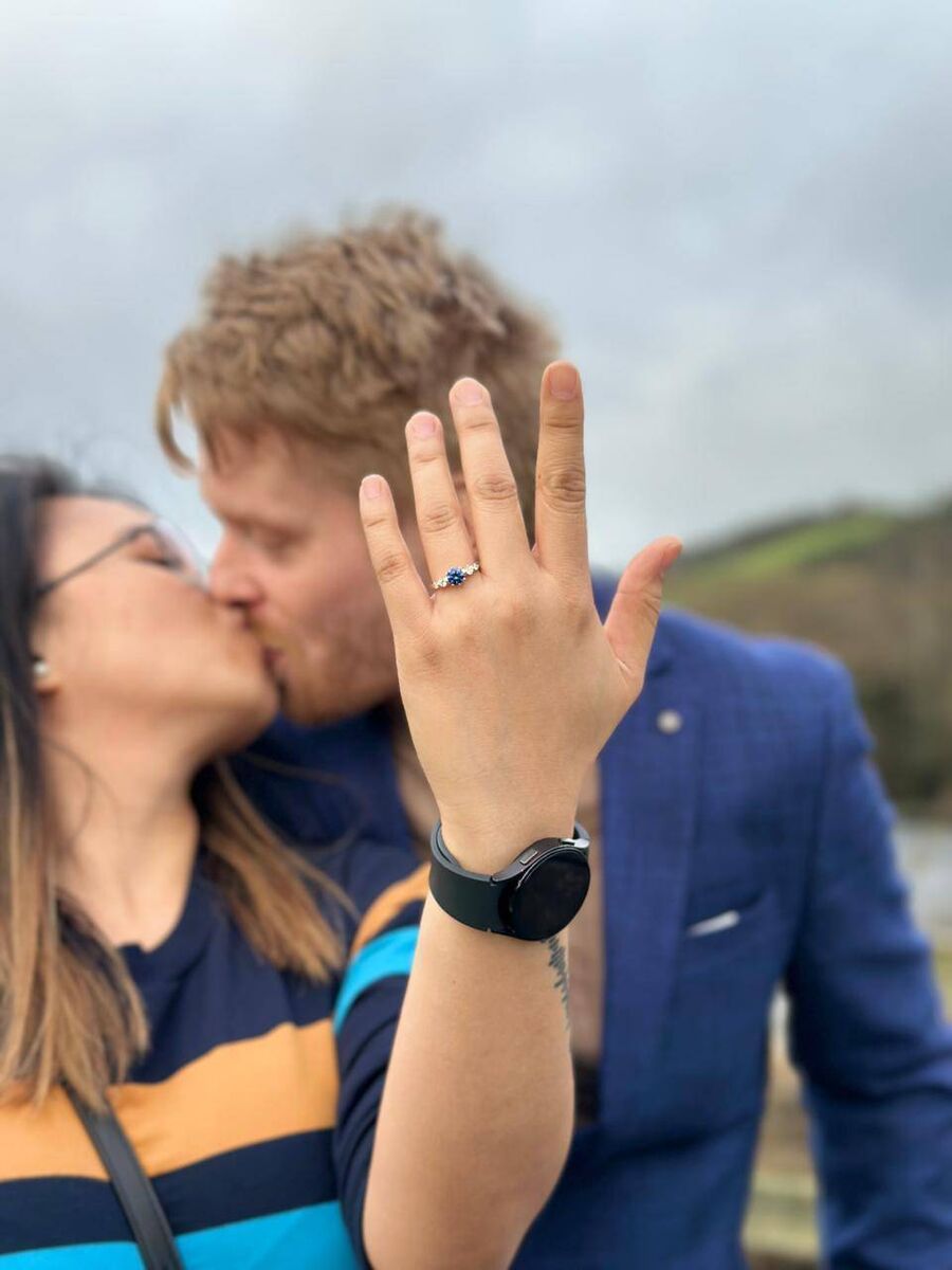 Audrey Rose Sacris and Ben Powell after Ben proposed in Ballincollig regional park.