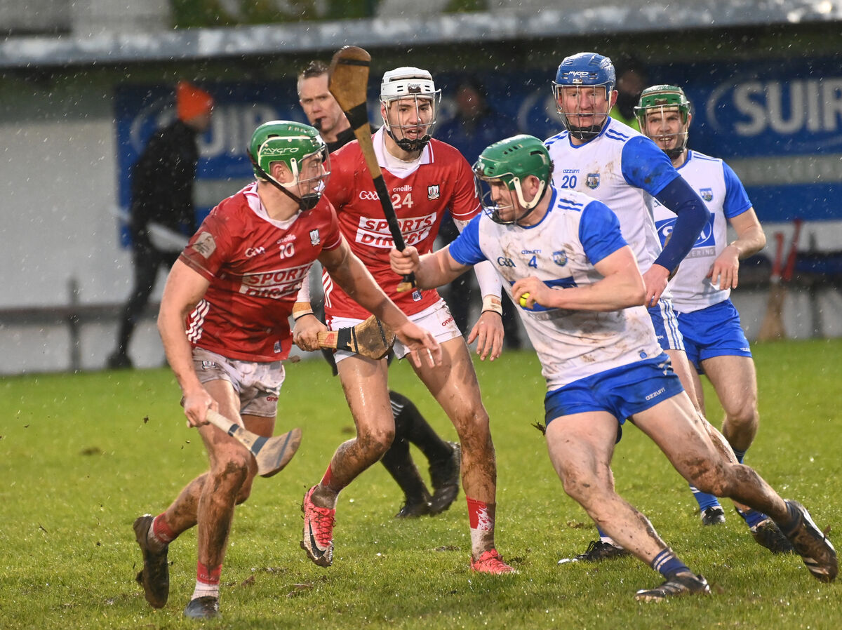 Cork's Ben Cunningham with Alan Walsh making his debut against Waterford 's Martin Power during the fundraiser challenge for the Friend's of Brian Greene in conjunction with Waterford Hospice. at Fraher Field, Dungarvan,. Picture: Eddie O'Hare Cork's Ben Cunningham with Alan Walsh making his debut against Waterford 's Martin Power during the fundraiser challenge for the Friend's of Brian Greene in conjunction with Waterford Hospice. at Fraher Field, Dungarvan,. Picture: Eddie O'Hare