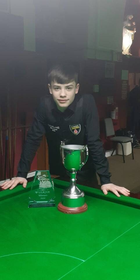 Shooters captain Leone Crowley received the snooker league trophy.
