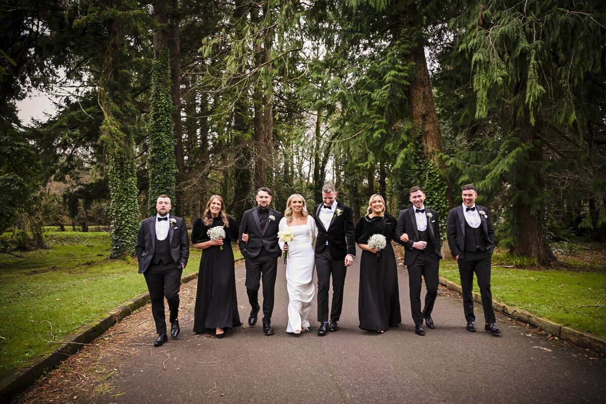 The bride said that she and Jerry were very lucky to have their close friends and family in their bridal party on the day The bride said that she and Jerry were very lucky to have their close friends and family in their bridal party on the day