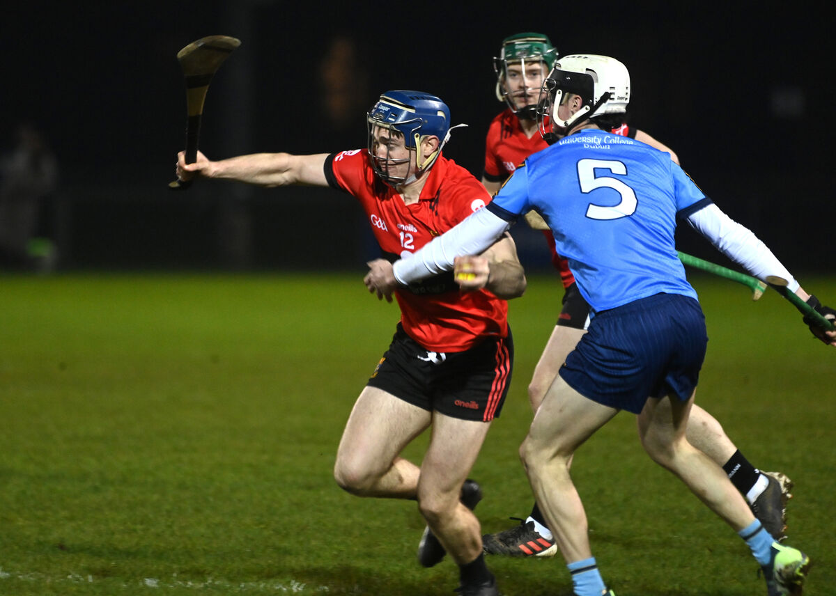 UCC's Eddie Stokes tries to get away from Eoin Ryan, UCD, in the Fitzgibbon Cup clash. Picture: Larry Cummins UCC's Eddie Stokes tries to get away from Eoin Ryan, UCD, in the Fitzgibbon Cup clash. Picture: Larry Cummins