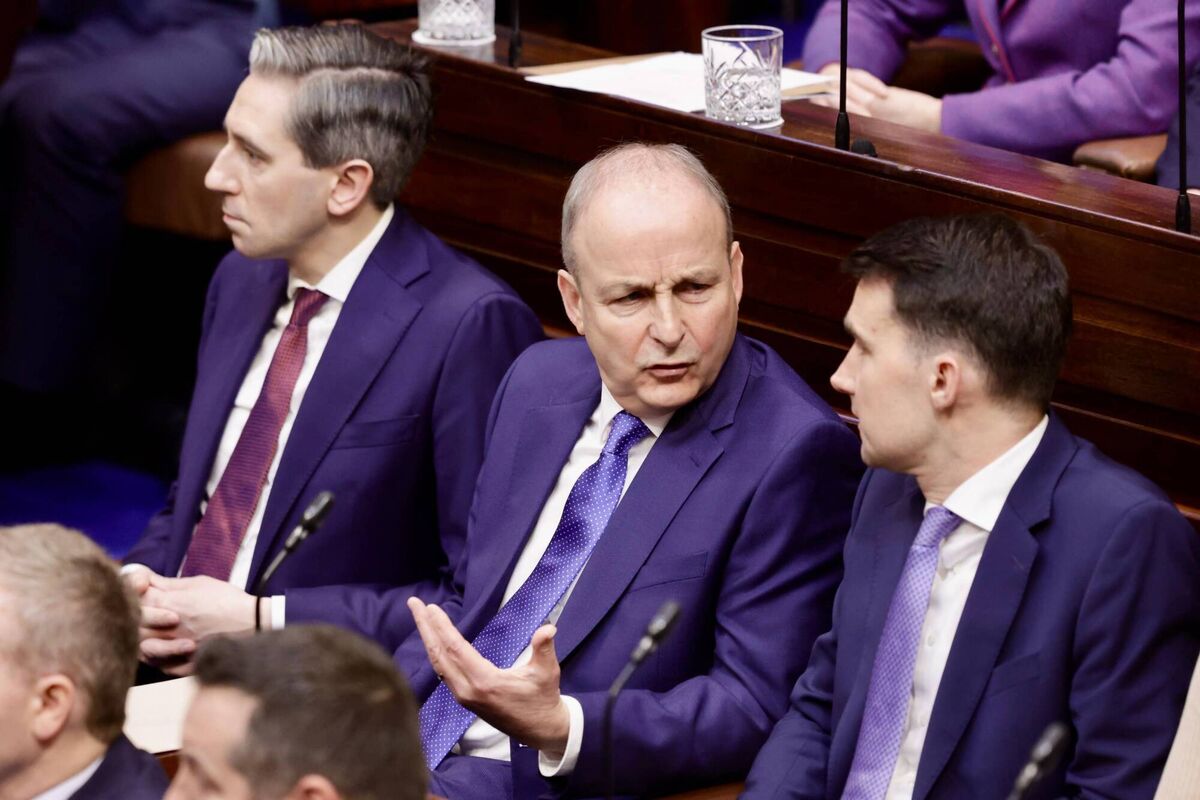TD's Simon Harris, Micheál Martin, Jack Chambers, in the Dáil chamber ahead of the vote on the nomination of Micheál Martin as Taoiseach. TD's Simon Harris, Micheál Martin, Jack Chambers, in the Dáil chamber ahead of the vote on the nomination of Micheál Martin as Taoiseach.