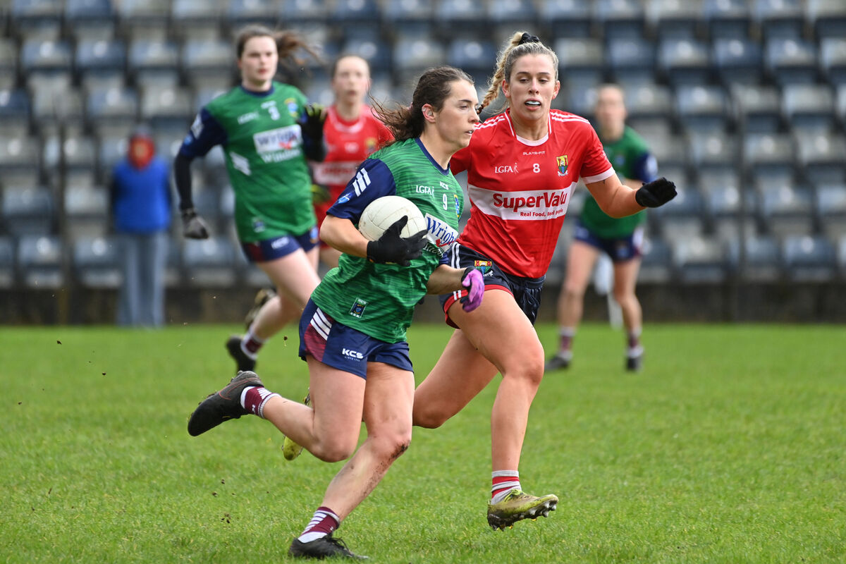 Aoife Healy, Cork, keeping track of Tracey Dillion, Westmeath. Picture: Dan Linehan Aoife Healy, Cork, keeping track of Tracey Dillion, Westmeath. Picture: Dan Linehan