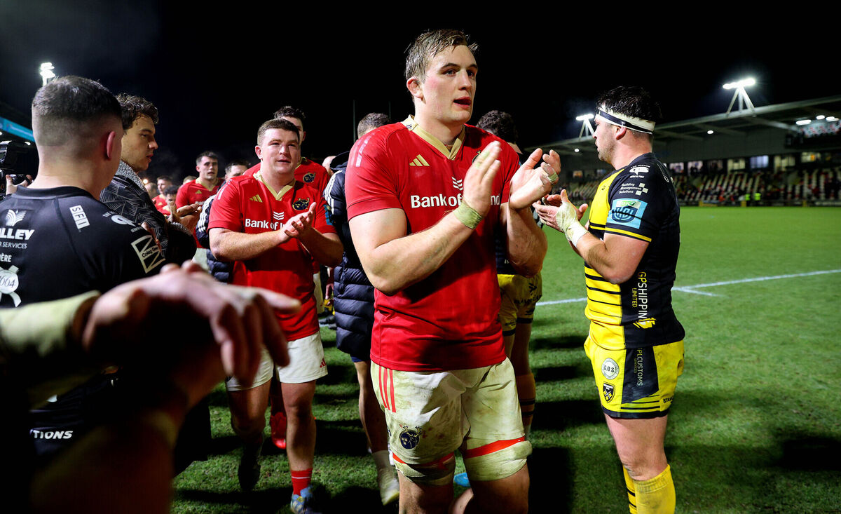 Munster’s Gavin Coombes after the game on Saturday night. Picture: INPHO/Ryan Byrne
