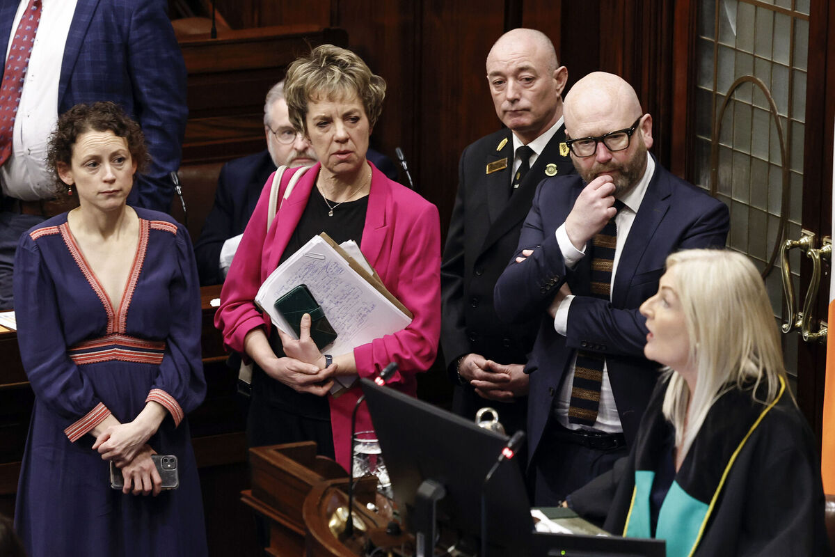 Ivana Bacik TD, with party colleagues, Marie Sherlock TD and Ged Nash TD, in the Dáil chamber as Ceann Comhairle, Verona Murphy TD suspended Dáil proceedings for the day after failing to nominate a new taoiseach, following a row on speaking time.Photo: Maxwells/PA Wire
Ivana Bacik TD, with party colleagues, Marie Sherlock TD and Ged Nash TD, in the Dáil chamber as Ceann Comhairle, Verona Murphy TD suspended Dáil proceedings for the day after failing to nominate a new taoiseach, following a row on speaking time.Photo: Maxwells/PA Wire