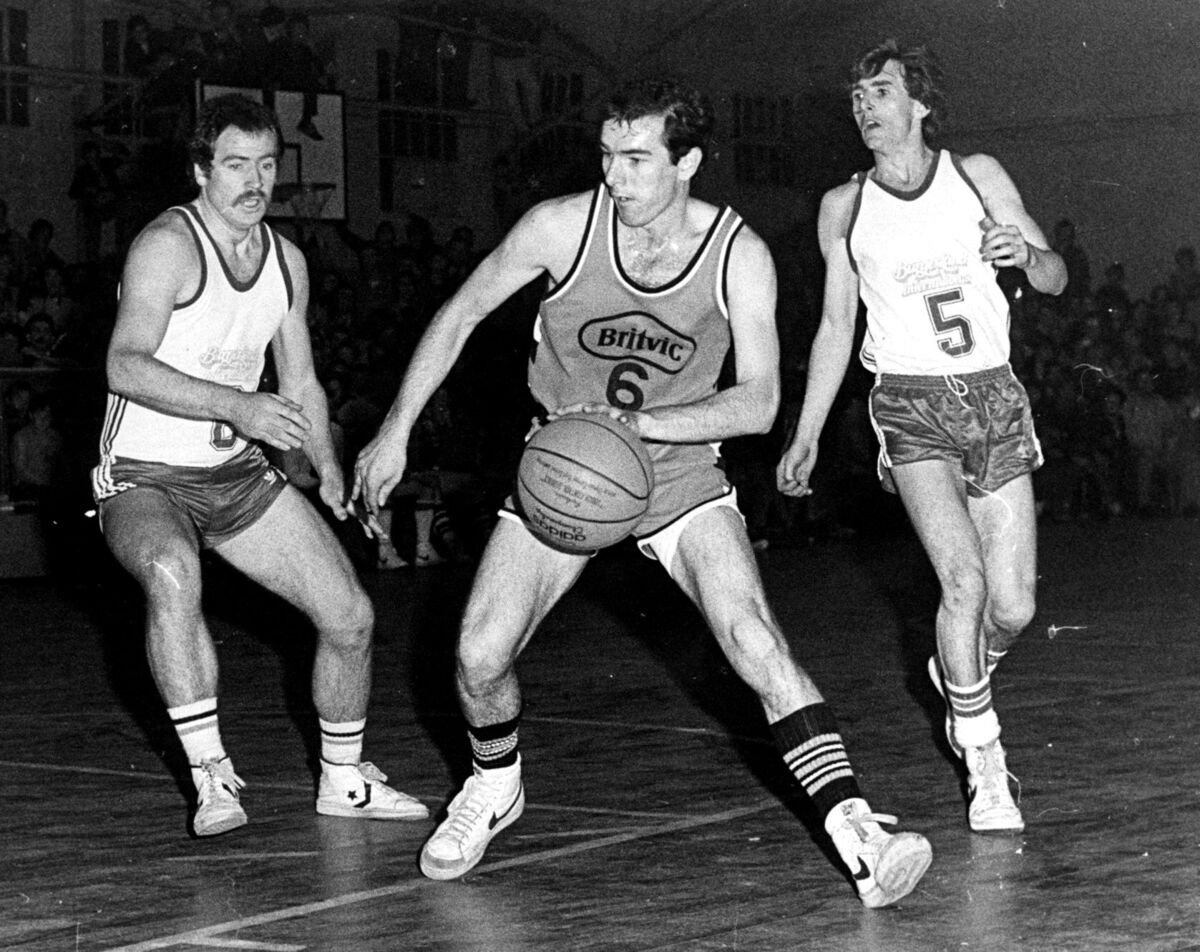 John Cooney in action for Team Britvic in 1982 against Neptune