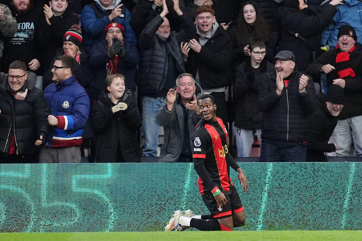 Bournemouth's Dango Ouattara celebrates scoring his side's second goal of the game against Forest during their Premier League match at the Vitality Stadium, Bournemouth. Picture: Adam Davy/PA Wire