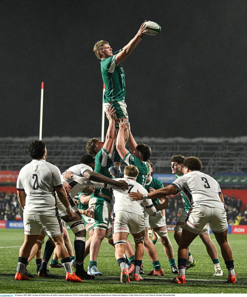 Billy Corrigan of Ireland takes the ball in a lineout at Virgin Media Park. Picture: Brendan Moran/Sportsfile Billy Corrigan of Ireland takes the ball in a lineout at Virgin Media Park. Picture: Brendan Moran/Sportsfile