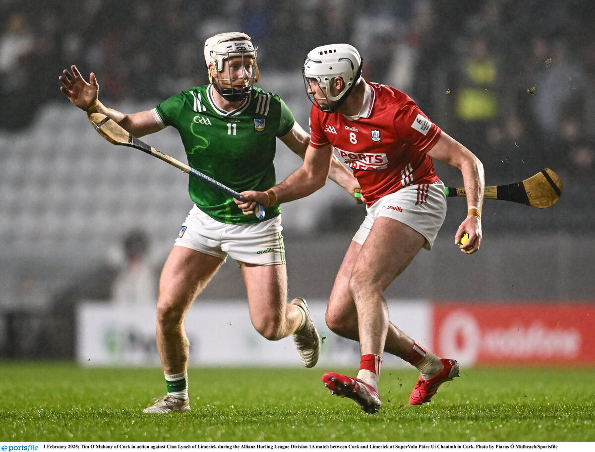 Tim O'Mahony of Cork in action against Cian Lynch of Limerick. Picture: Piaras Ó Mídheach/Sportsfile