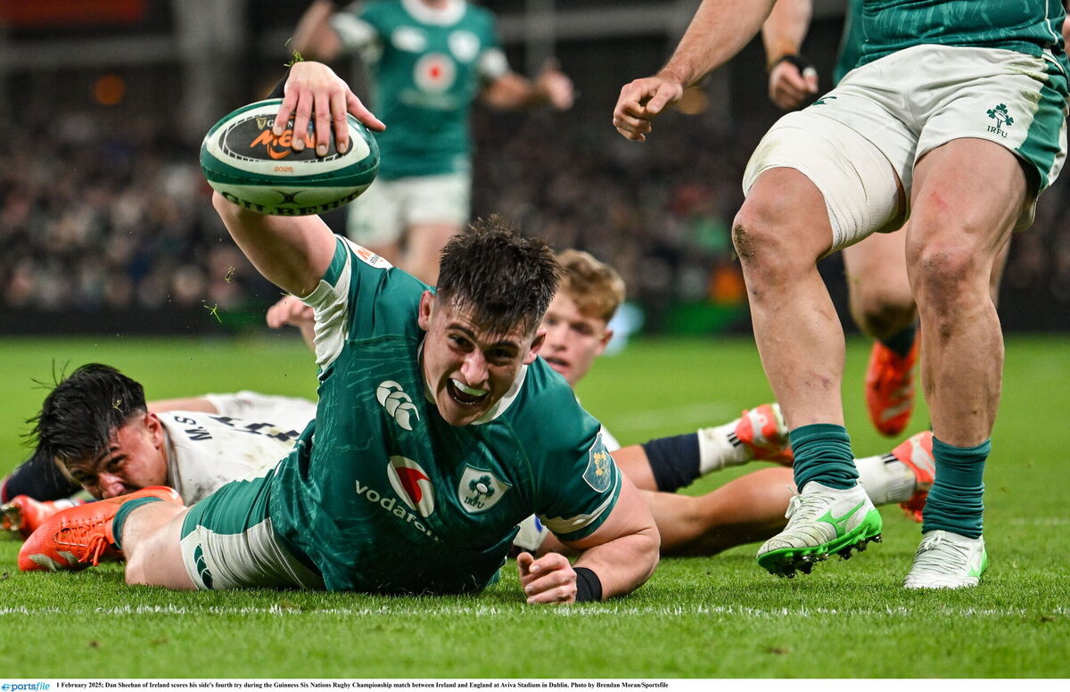 Dan Sheehan of Ireland scores his side's fourth try. Picture: Brendan Moran/Sportsfile Dan Sheehan of Ireland scores his side's fourth try. Picture: Brendan Moran/Sportsfile
