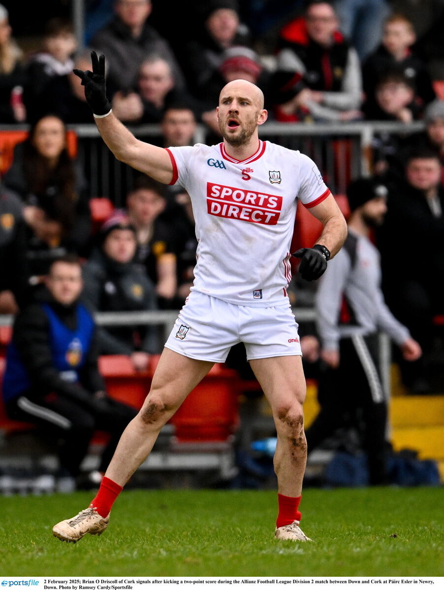 Brian O Driscoll of Cork signals after kicking a two-point score. Picture: Ramsey Cardy/Sportsfile Brian O Driscoll of Cork signals after kicking a two-point score. Picture: Ramsey Cardy/Sportsfile