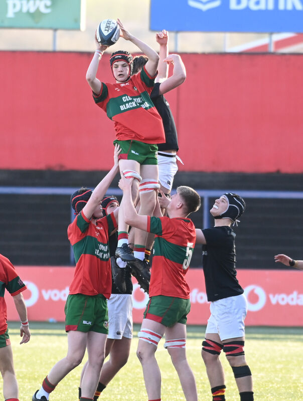 Clonakilty Community college's Eamonn Murphy gathers the lineout from CBC's Ciaran Kelly during the Munster junior schools cup game at Virgin Media Park. Picture: Eddie O'Hare Clonakilty Community college's Eamonn Murphy gathers the lineout from CBC's Ciaran Kelly during the Munster junior schools cup game at Virgin Media Park. Picture: Eddie O'Hare