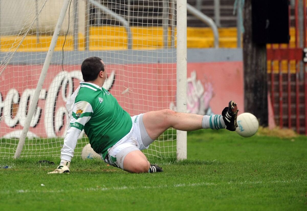 Macroom goalkeeper James O'Connell watches as the penalty by Kildorrery's Andrew O'Brien goes wide during the Evening Echo Cork IFC final in 2010. Picture: Eddie O'Hare