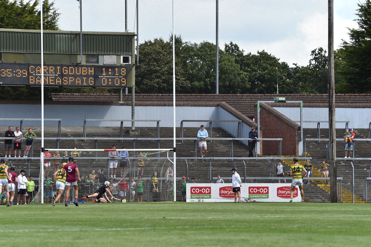 Tadgh Deasy, Blackrock scores a penalty against Bishopstown keeper Cathal Fitzpatrick in their Co-op SuperStores Cork Premier SHC match at Páirc Uí Rinn. Picture Dan Linehan Tadgh Deasy, Blackrock scores a penalty against Bishopstown keeper Cathal Fitzpatrick in their Co-op SuperStores Cork Premier SHC match at Páirc Uí Rinn. Picture Dan Linehan