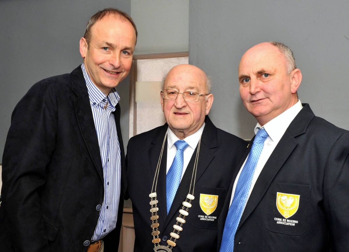 Cork Boxing: Tim O'Sullivan with Taoiseach Micheál Martin, an honorary life member of the Cork Ex-Boxers Association, and Paddy McSweeney, Spartan BC. Picture: Doug Minihane Cork Boxing: Tim O'Sullivan with Taoiseach Micheál Martin, an honorary life member of the Cork Ex-Boxers Association, and Paddy McSweeney, Spartan BC. Picture: Doug Minihane