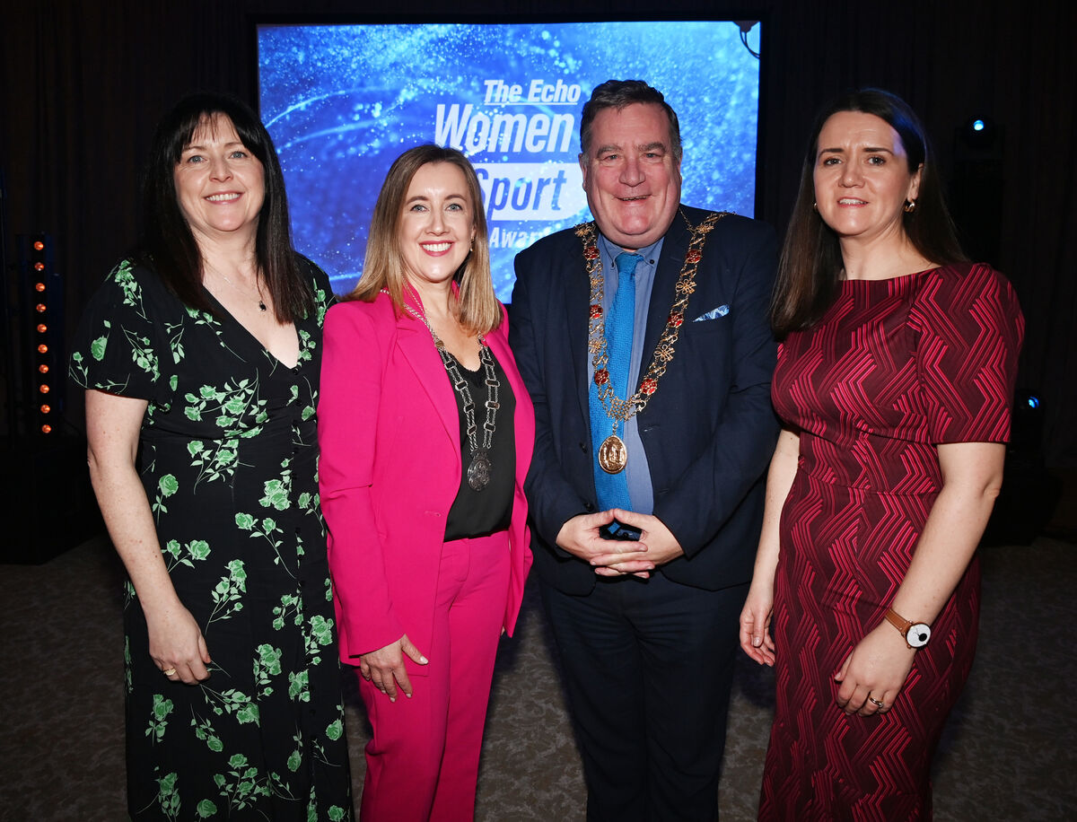 The Lord Mayor Cllr Dan Boyle and Cllr Una McCarthy, deputising for the county mayor, with Grainne McGuinness, The Echo editor, and Karen O'Donoghue, managing director of the Irish Examiner/The Echo at The Echo Women In Sport Awards. Picture: Eddie O'Hare The Lord Mayor Cllr Dan Boyle and Cllr Una McCarthy, deputising for the county mayor, with Grainne McGuinness, The Echo editor, and Karen O'Donoghue, managing director of the Irish Examiner/The Echo at The Echo Women In Sport Awards. Picture: Eddie O'Hare