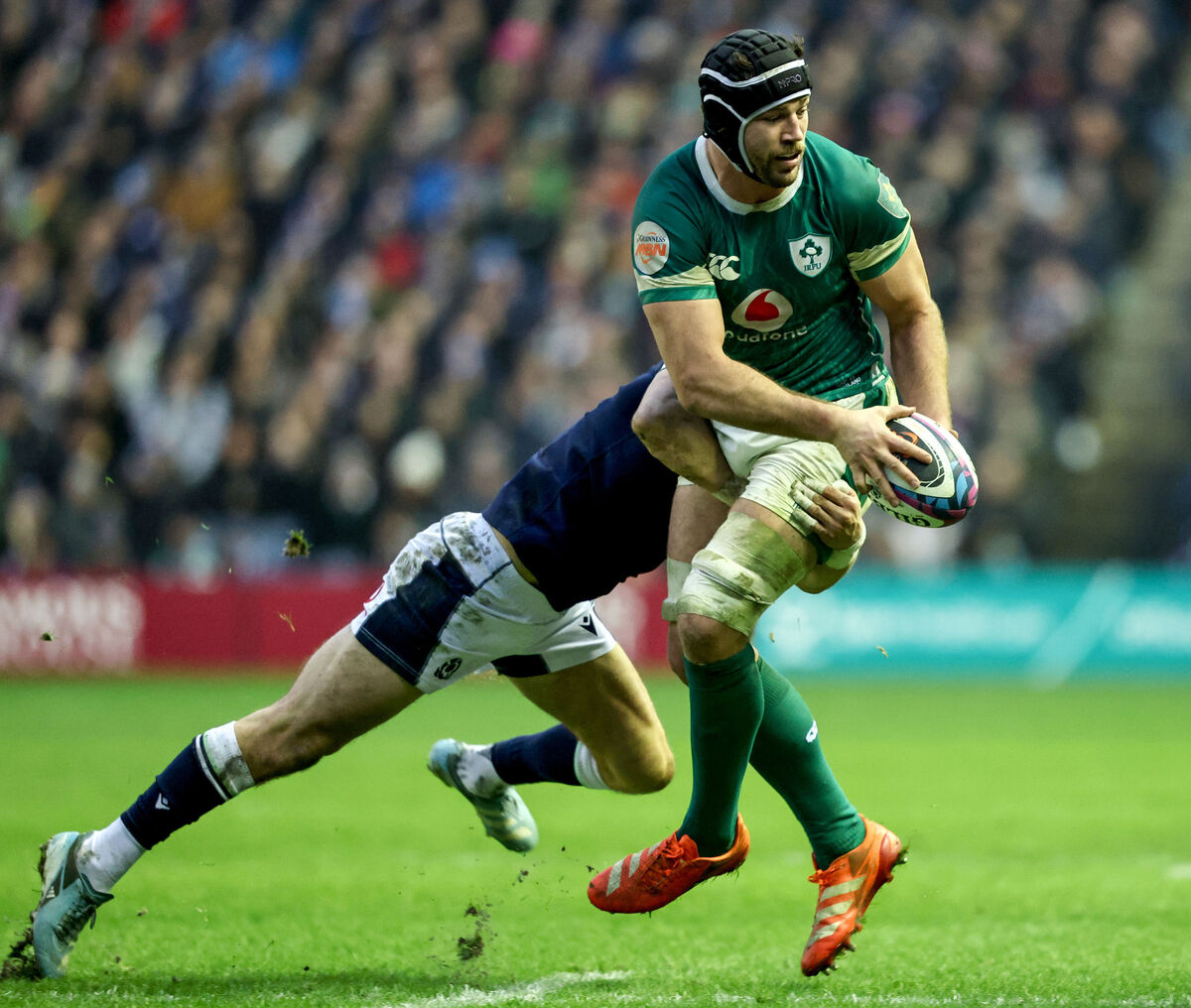 Ireland's Caelan Doris takes a hit. Picture: INPHO/Dan Sheridan Ireland's Caelan Doris takes a hit. Picture: INPHO/Dan Sheridan