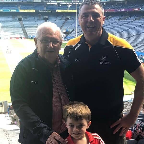 James O'Connell with his father Pat and son Charlie at Croke Park in 2019.