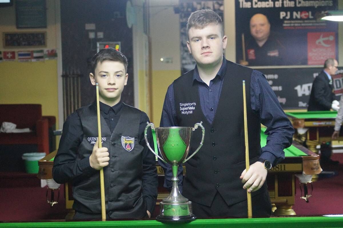 U18 National finalists Leone Crowley from Shooters Snooker Club and Aaron Hill from the Crucible