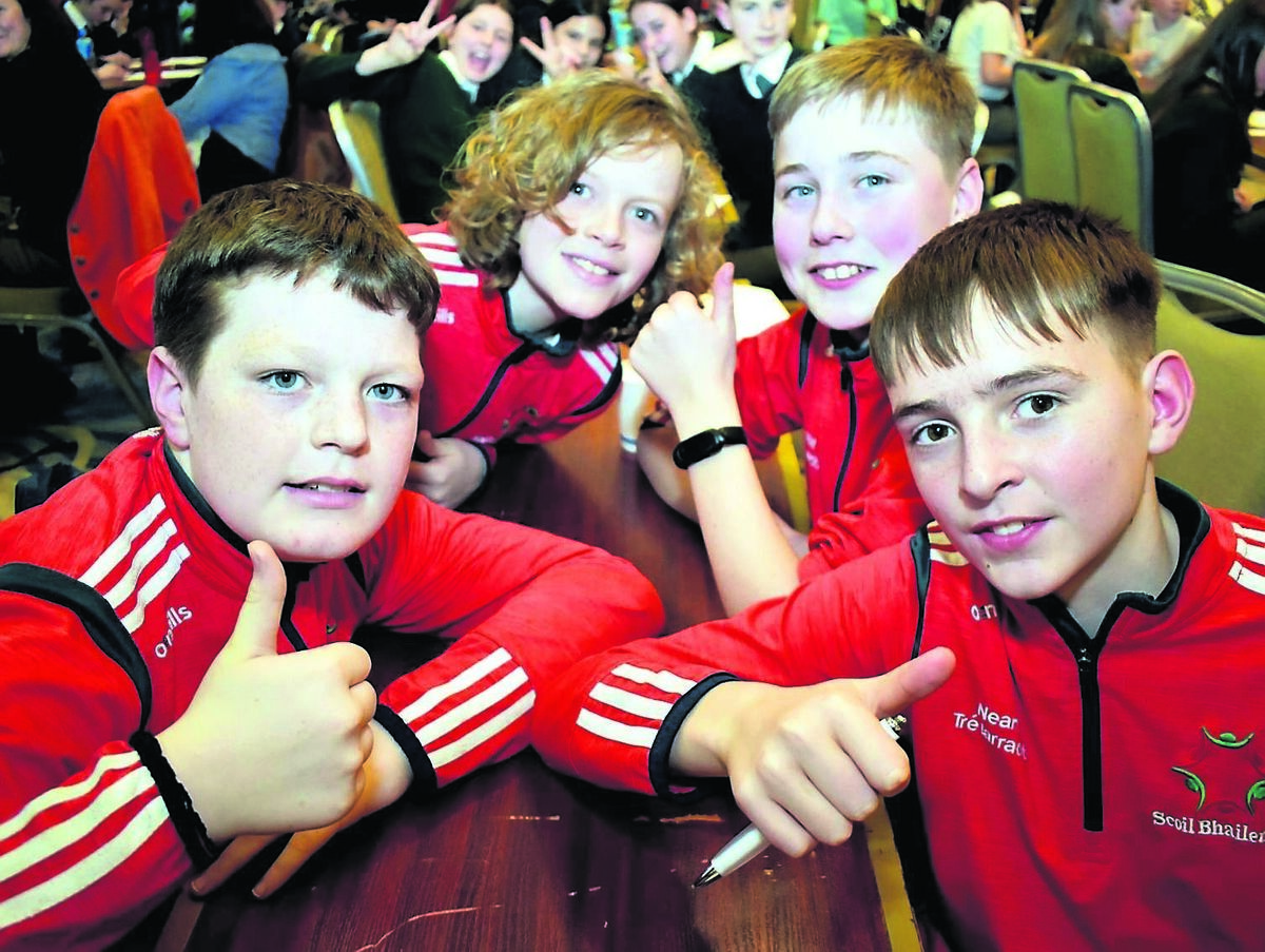Ballinora NS boys, Liam O’Riordan, Blaise Carey, Daniel O’Donovan and Ronan O’Mahony were at the Allianz Sciath na Scol Sports Quiz at Rochestown Park Hotel.	Picture: Mike English
                    