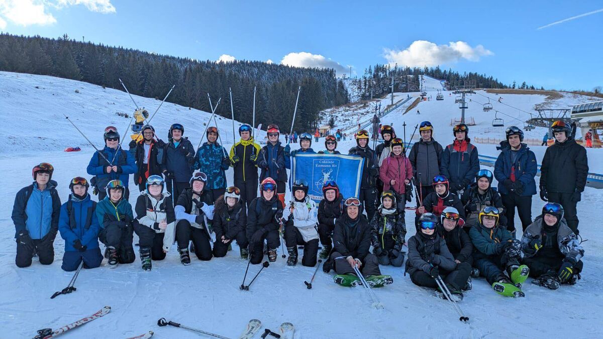 Students from Coláiste Éamann Rís enjoying themselves on a recent ski trip to Italy. Students from Coláiste Éamann Rís enjoying themselves on a recent ski trip to Italy.