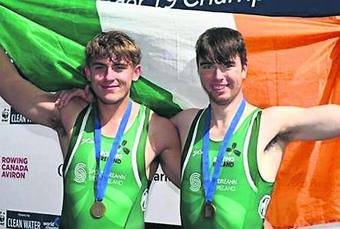 Adam Murphy (UCC) with Brian Colsh (UG) after winning a bronze medal at the World U23 Rowing Championships in Canada. Picture: Sportsfile
Adam Murphy (UCC) with Brian Colsh (UG) after winning a bronze medal at the World U23 Rowing Championships in Canada. Picture: Sportsfile