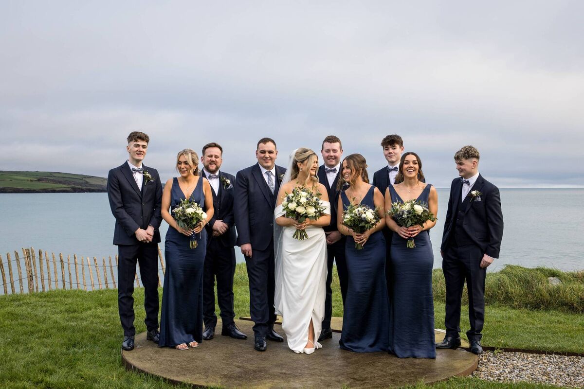 The couple had all their siblings in their bridal party. The couple had all their siblings in their bridal party.