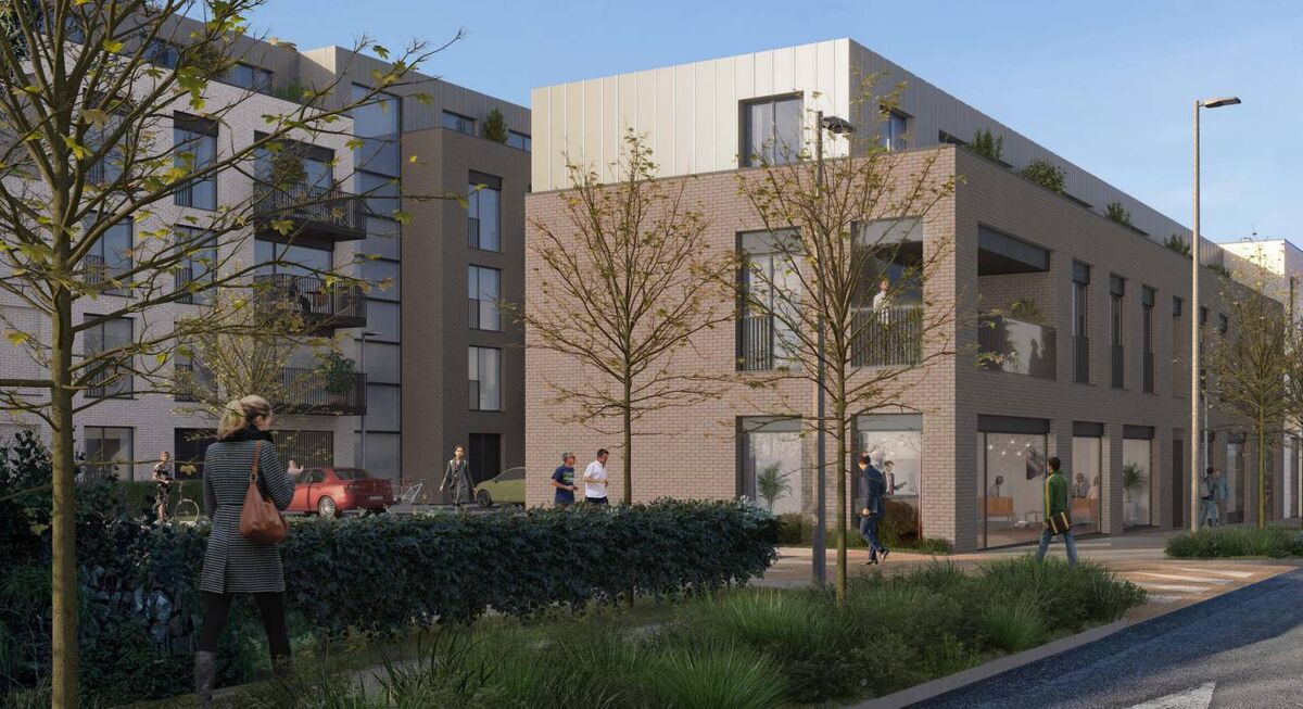 A CGI configuration of the proposed large scale residential development at Barry's Field on the Carrigaline Road in Douglas.