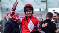 Michael O’Sullivan celebrates winning with Jazzy Matty 14/3/2023