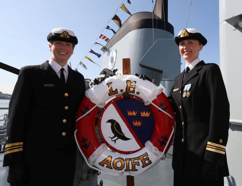 Pictured in 2013: Lt Cdr Erika Downing, then outgoing captain, handing over to the then new captain of the LE Aoife, Lt Cdr Marie Gleeson. 	Photo: Mary Browne
                    
