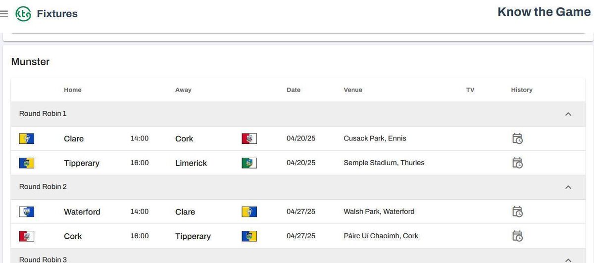 This year's Munster SHC opening rounds on knowthegame.ie