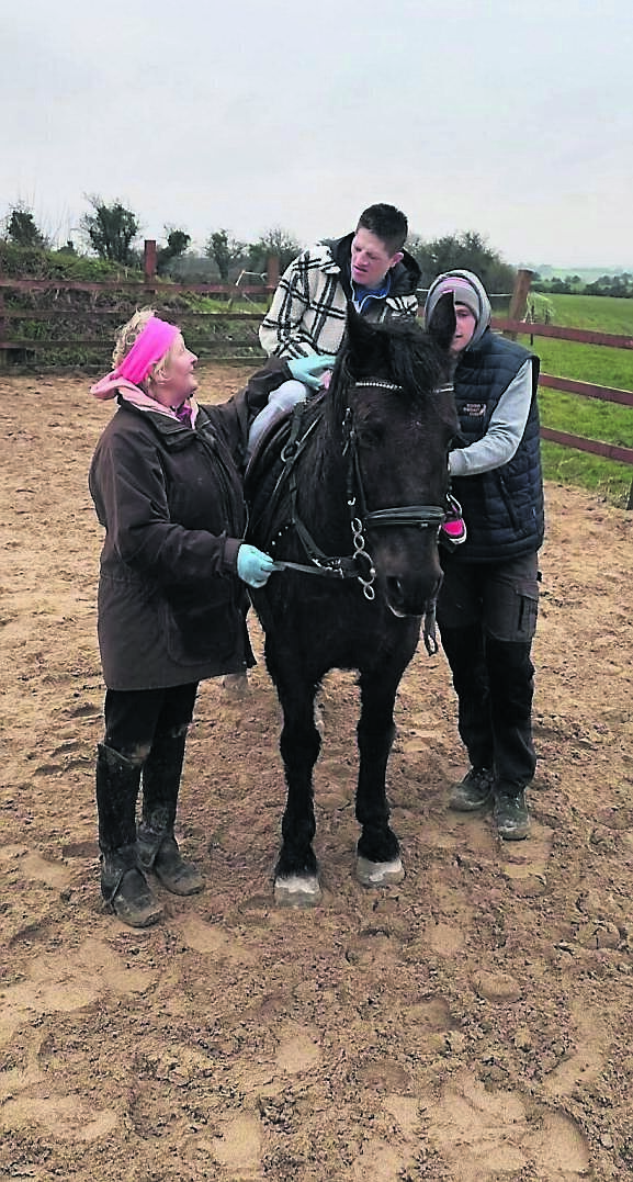 Equine therapists Julia Buckley and Noel D Buckley with Jack Lyons. Equine therapists Julia Buckley and Noel D Buckley with Jack Lyons.