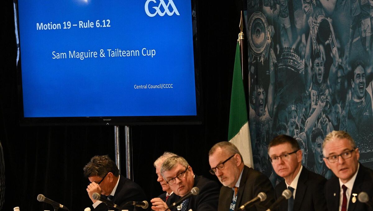 A general view of motion 19 on Sam Maguire during day two of the GAA Congress at The Abbey Hotel in Donegal. Picture: Ramsey Cardy/Sportsfile A general view of motion 19 on Sam Maguire during day two of the GAA Congress at The Abbey Hotel in Donegal. Picture: Ramsey Cardy/Sportsfile