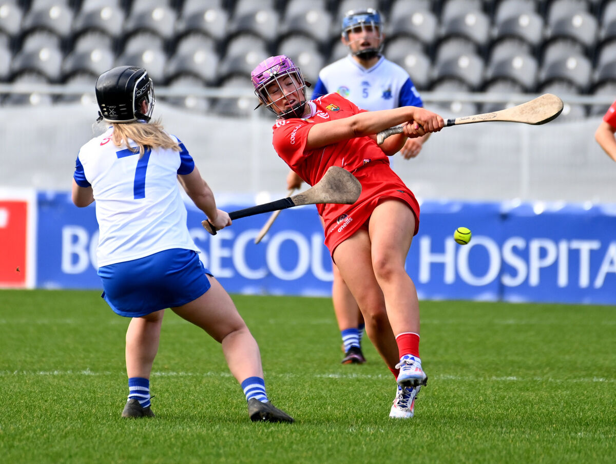 Cork's Orlaith Cahalane shoots from Waterford's Kate Lynch. Picture: Eddie O'Hare