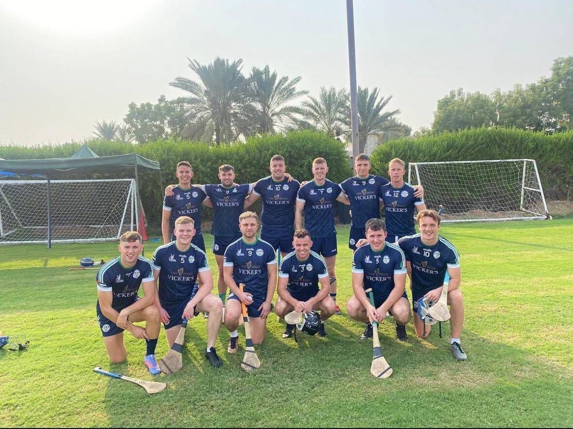 Abu Dhabi Na Fianna team, Back row, Left-right: Ian Power, Ryan Denny, Paul Hayes, Eoin McGrath, Timmy Stack, Darragh O’Shea, Front L-R: Alan Cox, Robert Clarke, Craig Hilmi, Con O’Donnagain, Jack Butler, Tom Hanley.
