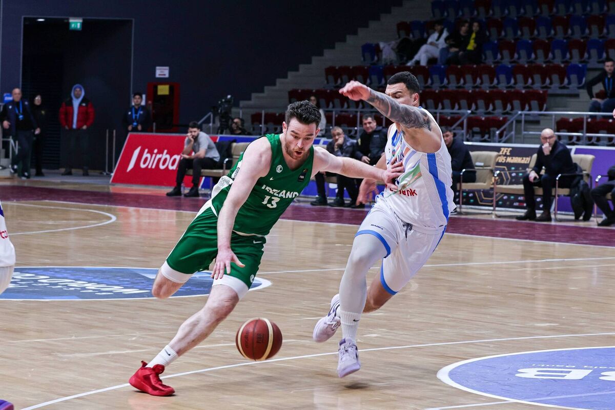 Ireland's Jordan Blount in action against Azerbaijan. Picture: Basketball Ireland
