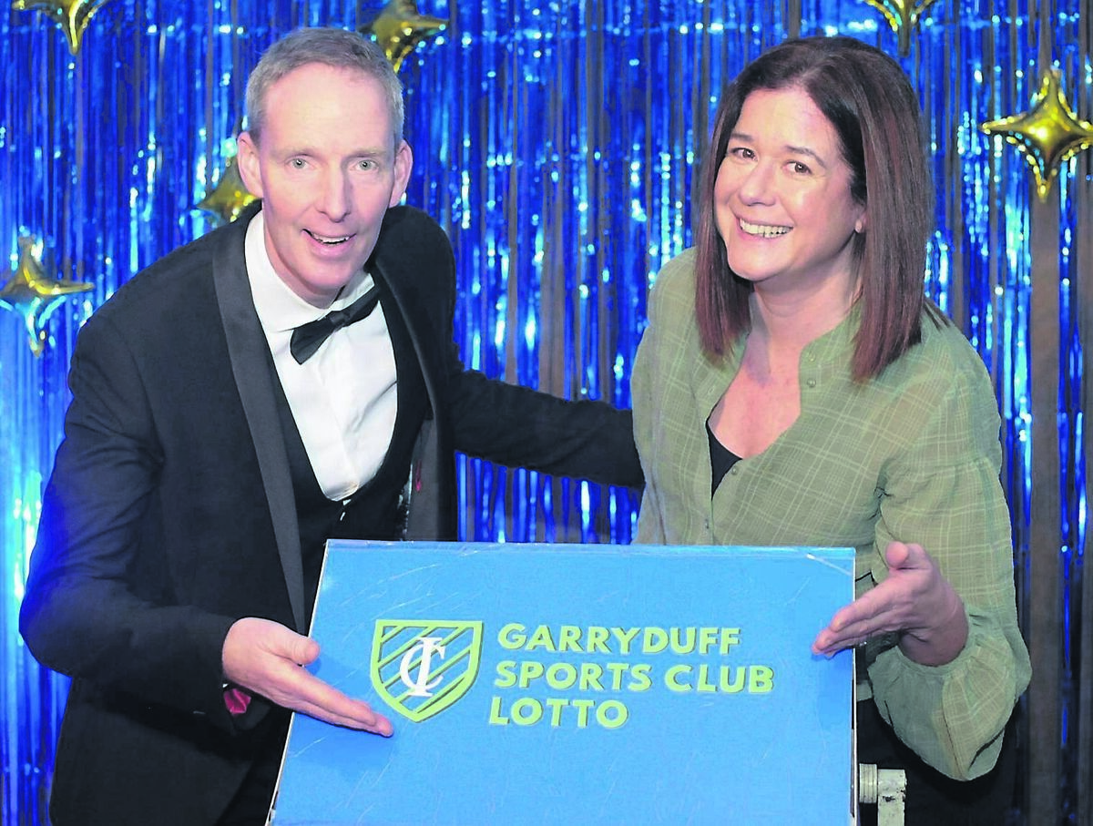 Lotto organiser Colin Wallace and club vice-president Carol Jermyn at the launch night of the Garruduff Sports Club lotto and also the announcement of a fundraising four-ball golf classic to be held on September 5 at Monkstown Golf club. Lottery tickets can be purchased through their website or the Clubforce app under Garryduff Sports Club. Garryduff is a growing, family oriented club of nearly 1,000 members and is home to seven sports supporting and supported by the Douglas, Rochestown and surrounding areas. They would like the lottery to fund club wide projects for the benefit of all members.