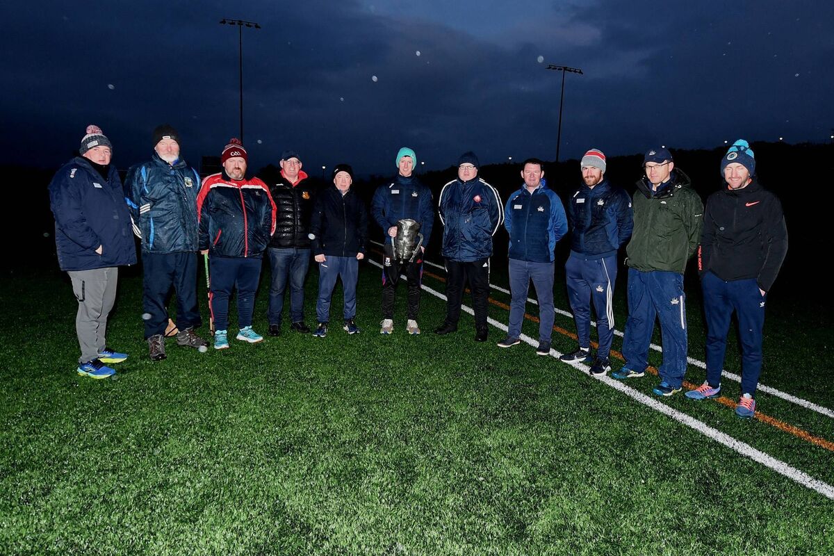 Duhallow Hurling Academy organisers along with Cork Coaching Officers and Imokilly Senior Hurling captain Ciaran O'Brien at a get together in Banteer. Included are Pat Spratt, Pat O'Reilly, Gabriel Tully, Des Cronin, John O'Flynn, Ciarán O'Brien, John Farrissey,Colm Finnan, Andy Burke, and Cian O'Connor. Picture: John Tarrant Duhallow Hurling Academy organisers along with Cork Coaching Officers and Imokilly Senior Hurling captain Ciaran O'Brien at a get together in Banteer. Included are Pat Spratt, Pat O'Reilly, Gabriel Tully, Des Cronin, John O'Flynn, Ciarán O'Brien, John Farrissey,Colm Finnan, Andy Burke, and Cian O'Connor. Picture: John Tarrant