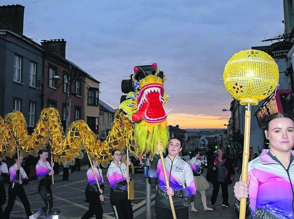 The dragon parade with members of the Joan Denise Moriarty School of Dance.